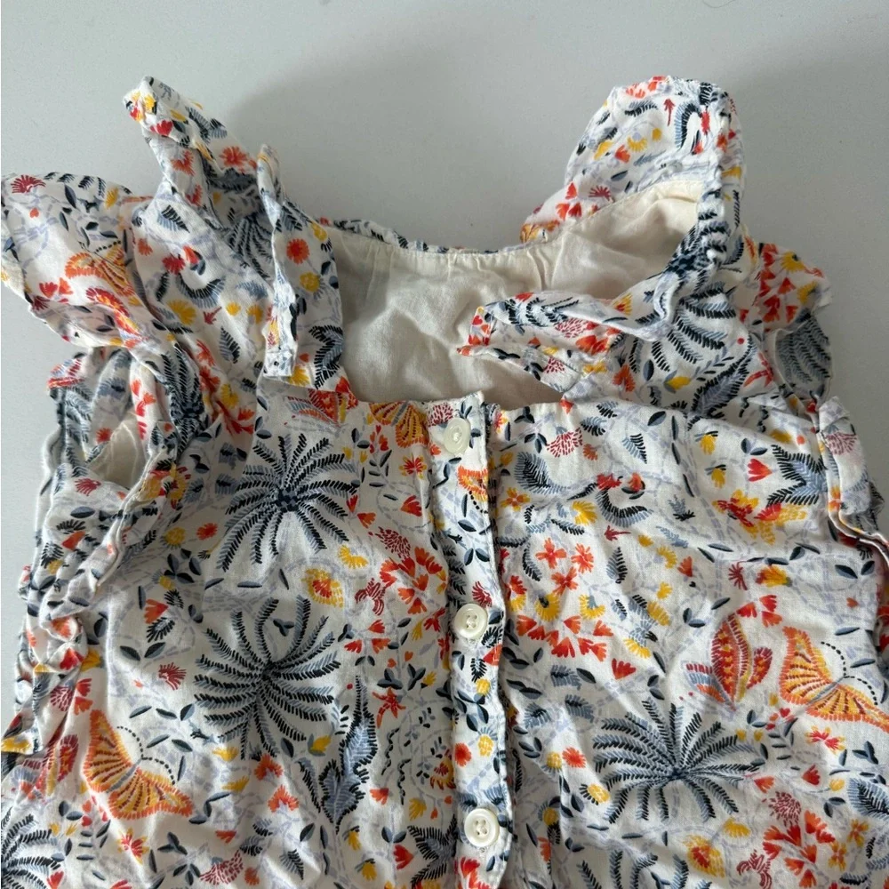 GAP Ruffle Floral Butterfly Summer Sleeveless Dress with Ruffle 12-18M